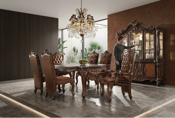 Compleet decoratieset eettafel + 6 stoelen eetkamerset eetgroep houten tafel