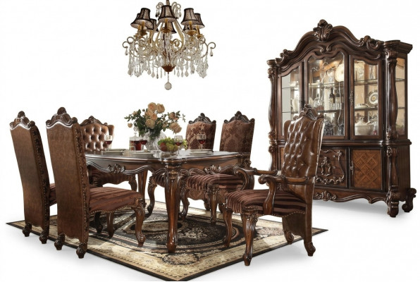 Compleet decoratieset eettafel + 6 stoelen eetkamerset eetgroep houten tafel