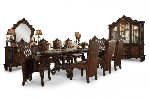Klassieke complete set eettafel + x6 Chesterfield stoelen eetkamer set