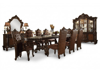 Klassieke complete set eettafel + x6 Chesterfield stoelen eetkamer set