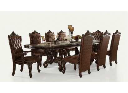 Klassieke eettafel hout eetkamer set 8x stoelen designer set