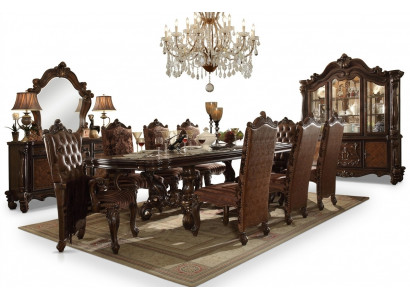 Eetkamerset garnituur vitrine tafel 8x stoelen dressoir decoratie spiegel barokstijl