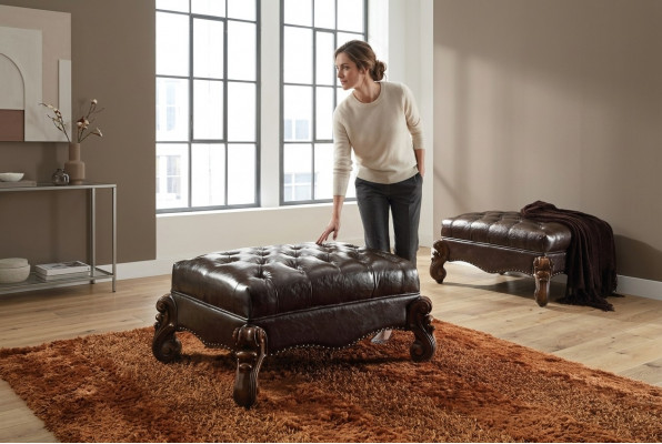 Voetenbank Kruk Gestoffeerde kruk Zithocker Ottomaanse kruk Chesterfield kruk Barok