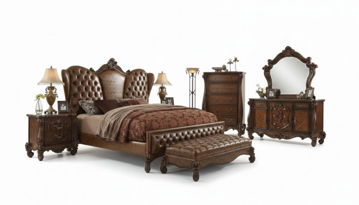 Ontwerp slaapkamer 6-delig. Slaapkamer compleet deco set bed nachtkastje