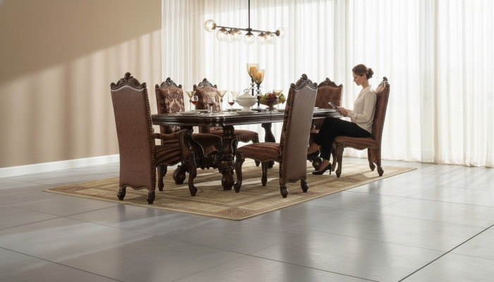 Klassieke bruine Chesterfield stoelen Designer x6 leren stoelen stoelgroepen Set 6-delig.