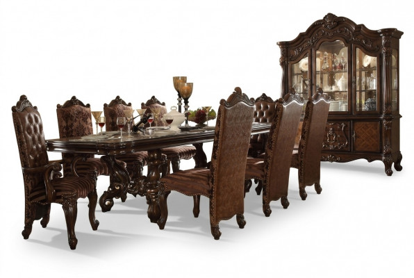 Klassieke bruine Chesterfield stoelen Designer x6 leren stoelen stoelgroepen Set 6-delig.