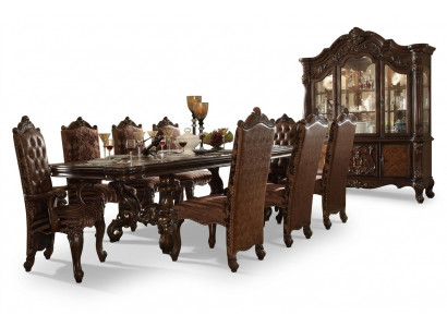 Klassieke bruine Chesterfield stoelen Designer x6 leren stoelen stoelgroepen Set 6-delig.