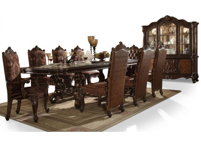 Klassieke bruine Chesterfield lederen stoelen Luxe x8 delige stoelenset