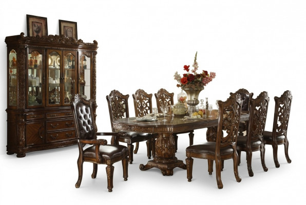 Eetkamer Compleet set Tafel Dressoir 8x Stoelen Vitrine Barok Set.