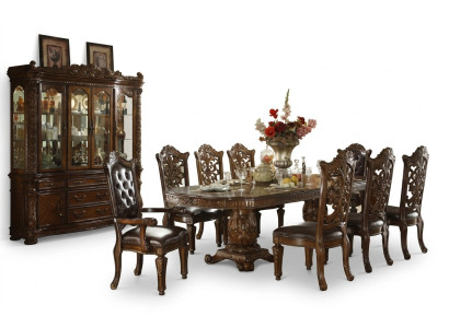 Eetkamer Compleet set Tafel Dressoir 8x Stoelen Vitrine Barok Set.