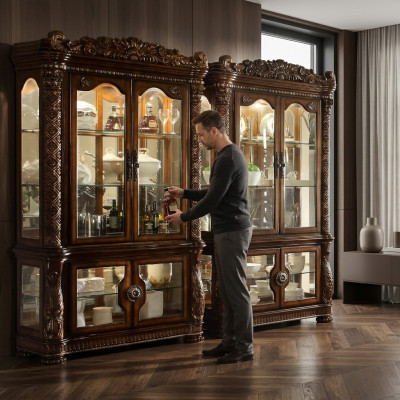 Vitrine kast Vitrines Woonkamer Kijkkasten Barok Rococo Hout