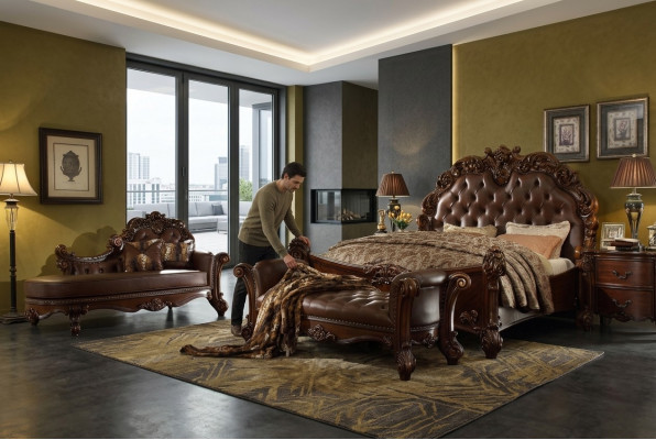 Slaapkamer leren bed nachtkastjes 5-delig compleet set bedden hout