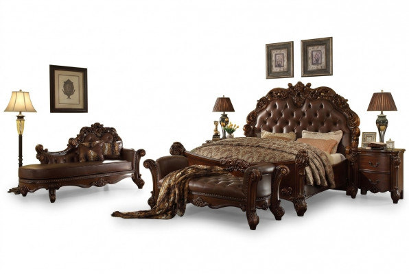 Slaapkamer leren bed nachtkastjes 5-delig compleet set bedden hout