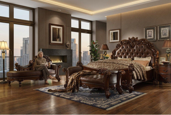 Koninklijk tweepersoonsbed met 2 nachtkastjes en een console compleet set.