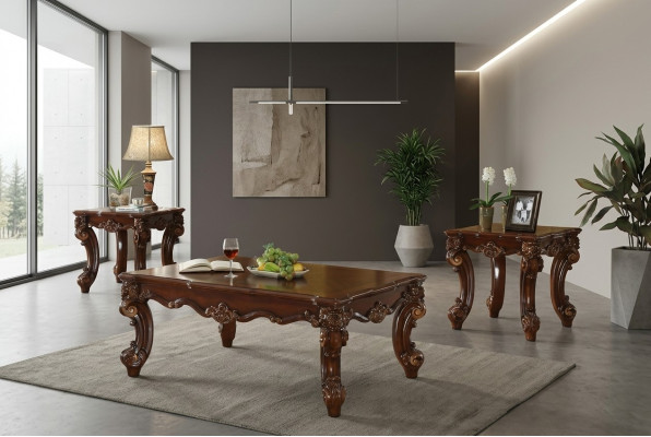 Houten salontafel van massief hout voor de woonkamer, 135x90cm.