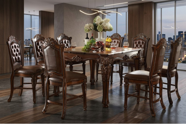 Ontwerper eetkamermeubels Rechthoekige houten tafel x8 stoelen 9-delig set