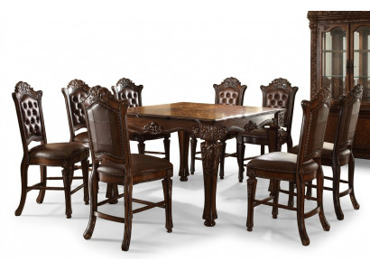 Ontwerper eetkamermeubels Rechthoekige houten tafel x8 stoelen 9-delig set