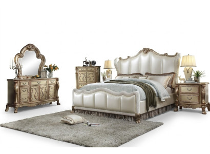 Koninklijke slaapkamer set bed + 2 nachtkastjes Lederen bedden Dubbel Hotel nieuw
