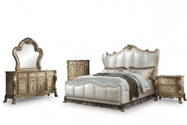 Slaapkamer nachtkastjes set bed 5-delig Rococo barok antieke stijl bed hout
