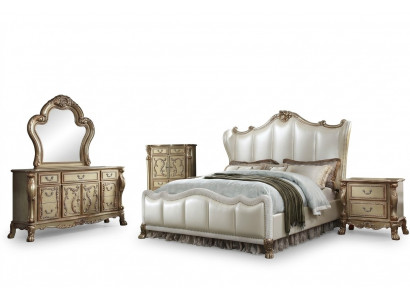 Slaapkamer nachtkastjes set bed 5-delig Rococo barok antieke stijl bed hout