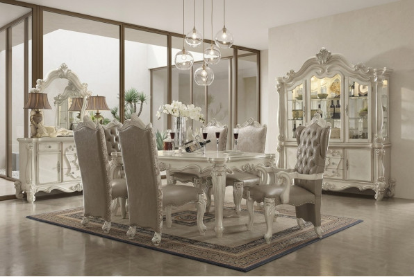Wit eetkamer set ontwerper garnituur eettafel stoelen dressoir spiegel
