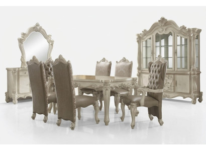 Wit eetkamer set ontwerper garnituur eettafel stoelen dressoir spiegel