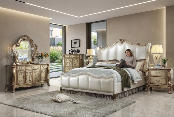 Chesterfield Set 3-delig. Bed + 2x Nachtkastjes Barokstijl Slaapkamer