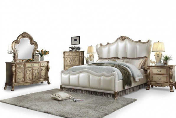 Chesterfield Set 3-delig. Bed + 2x Nachtkastjes Barokstijl Slaapkamer