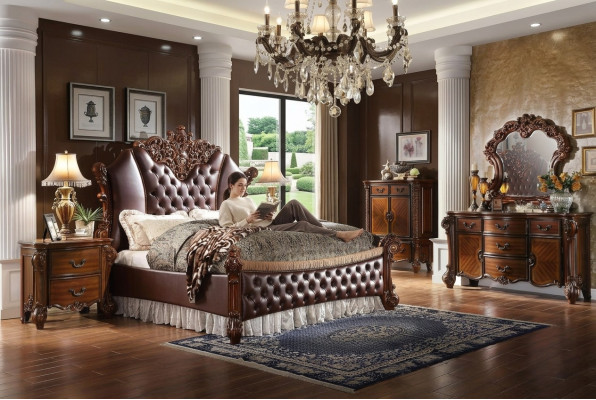 Bed 2x Bedside tables 3-piece Set Furniture Baroque Rococo Bedroom 180x200