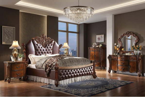 Bed 2x Bedside tables 3-piece Set Furniture Baroque Rococo Bedroom 180x200