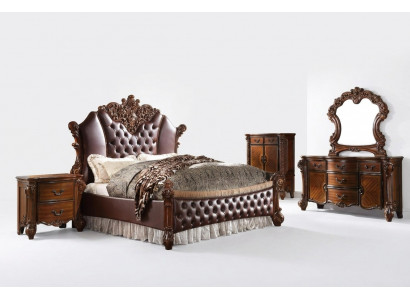 Bed 2x Bedside tables 3-piece Set Furniture Baroque Rococo Bedroom 180x200