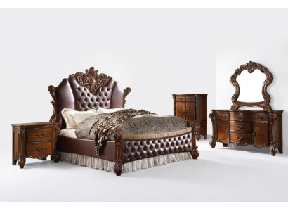 Bed 2x Bedside tables 3-piece Set Furniture Baroque Rococo Bedroom 180x200