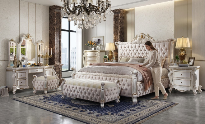 Klassieke slaapkamer set barok rococo bed nachtkastje ladekast