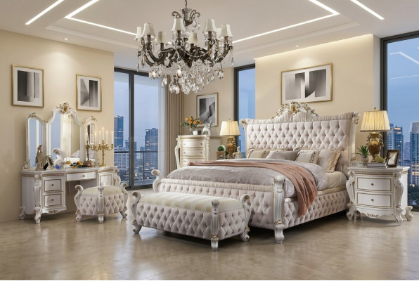 Klassieke slaapkamer set barok rococo bed nachtkastje ladekast
