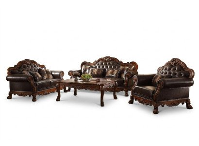 Klassieke set van 3+2+1 zitsbanken sofa set bank lederen bank