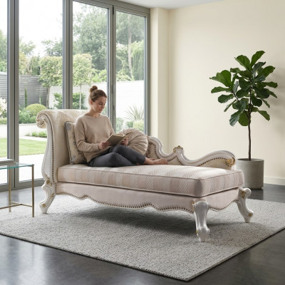 Chaiselongue Chaiselongues Stoff Sofa Liege Deko Chaise Club Relax Textil.