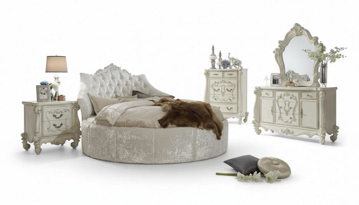Rond fluwelen bed Chesterfield luxe gestoffeerde ronde bedden stof textiel hotel