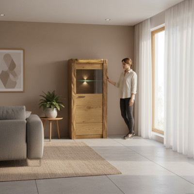 Muurkast Kasten Vitrine Glas Ontwerp Hoog Hout Vitrines Woonkamer Meubels