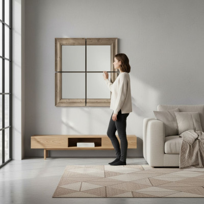 Wandspiegel Houten Frame Spiegel Meubels Nieuw 105*105cm Glas Frame Wand xxl Moderne
