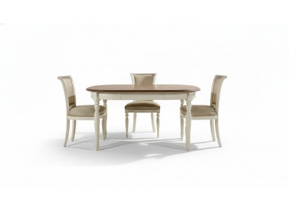 Stel eettafel 4x stoelen leunstoel set tafels eetkamergroep 5-delig