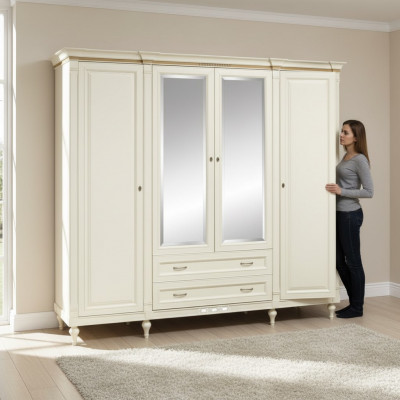 Klassieke kasten Kast Kastwand 4 deuren Houten meubels Slaapkamer