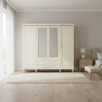 Klassieke kasten Kast Kastwand 4 deuren Houten meubels Slaapkamer
