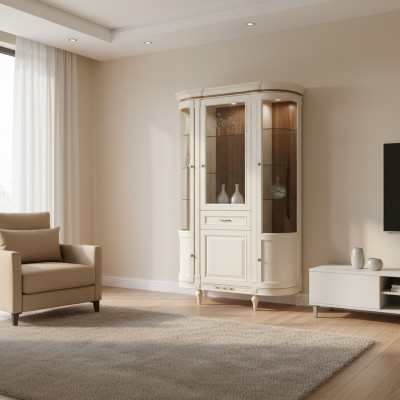 Klassieke kasten vitrine hout Edele luxe glazen kast houten rek