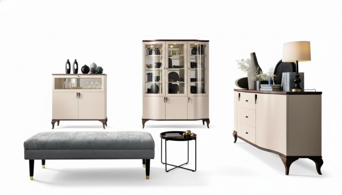 Woonkamer meubelset - dressoir barkast vitrine 3-delige set ontwerp
