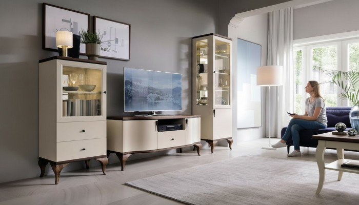 Klassieke woondecoratie wand woonkamer vitrine dressoir RTV-rek muren