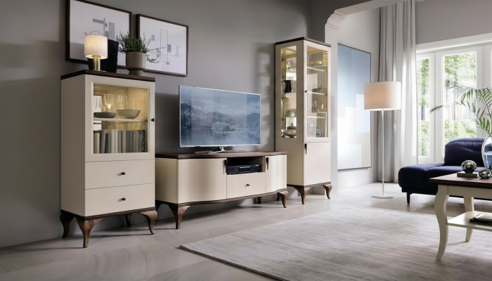Klassieke woondecoratie wand woonkamer vitrine dressoir RTV-rek muren