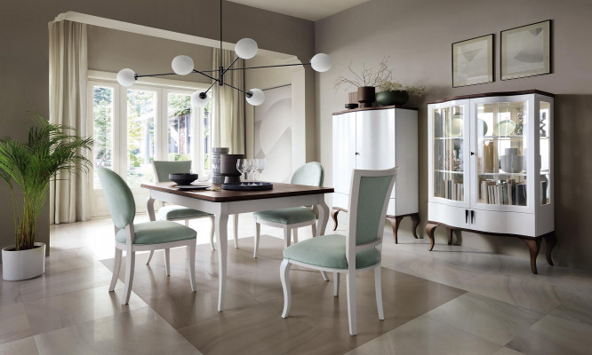Klassieke eettafelset houten eettafel eetkamer 4x stoel stoelen set