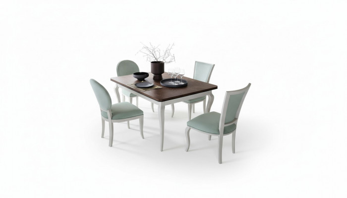 Klassieke eettafelset houten eettafel eetkamer 4x stoel stoelen set