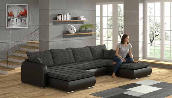 Ontwerp hoekbank U-vorm slaapfunctie bank leer textiel bank Nieuw woonlandschap
