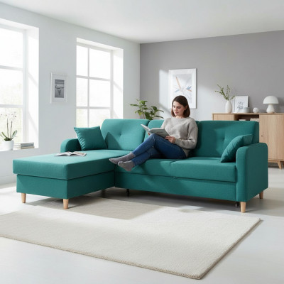 Slaapbank Ontwerp Hoekbank L-vorm Bed Bank Textiel Banken Stof Slaapfunctie